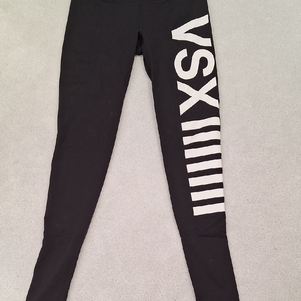 VSX Black Leggings with Bold White Logo